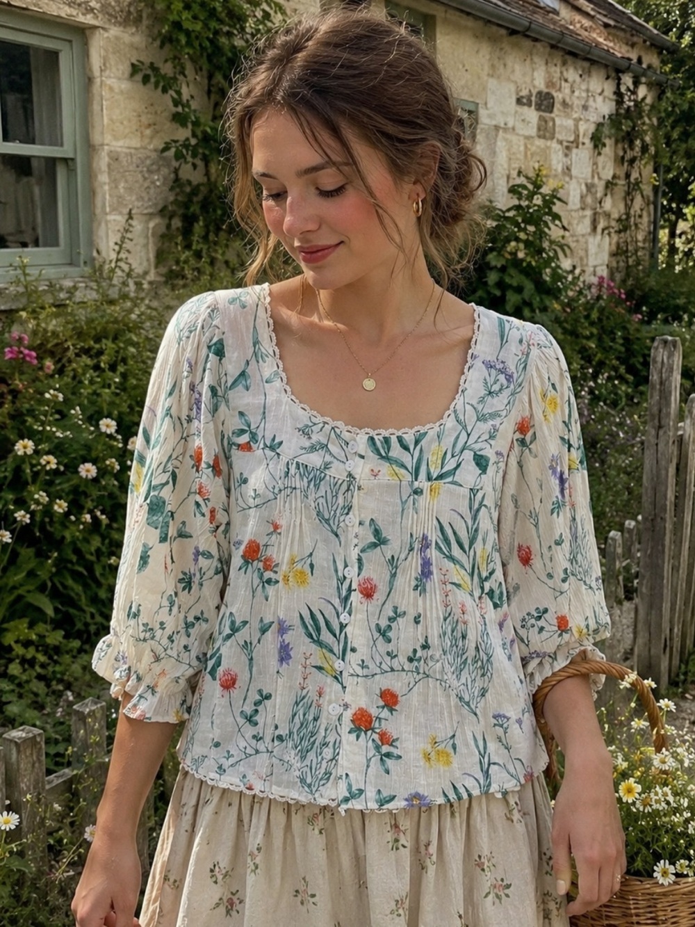 Laura Ashley Cottagecore Floral Blouse